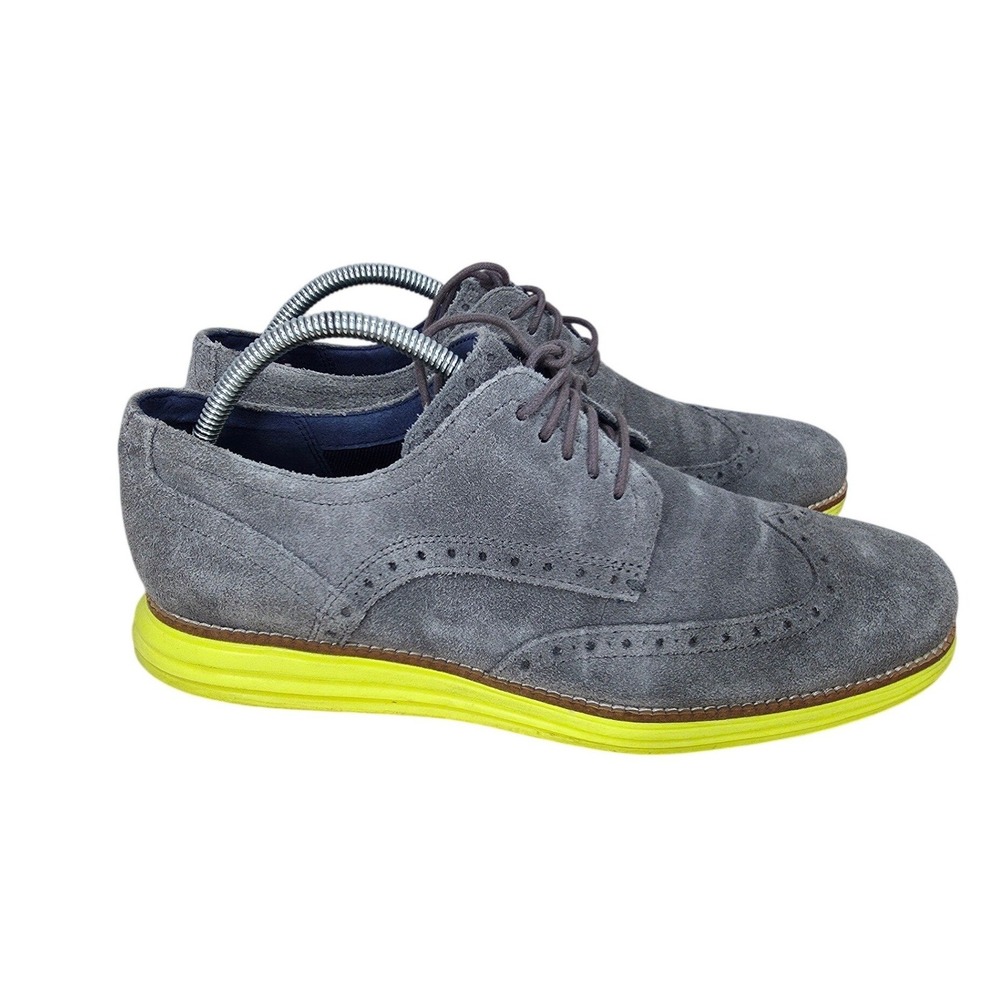 Cole Haan Lunargrand Sneakers Mens 9 M Gray Suede Wingtip Oxford Comfort C28220